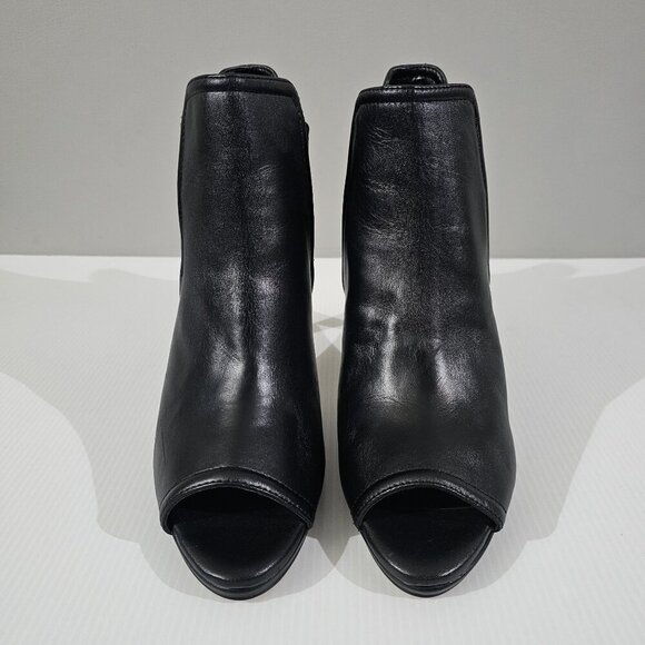 NEW Cole Haan Jones Ankle Bootie Womens 9.5 Black Leather Peep Toe Heel Shootie - Picture 4 of 13